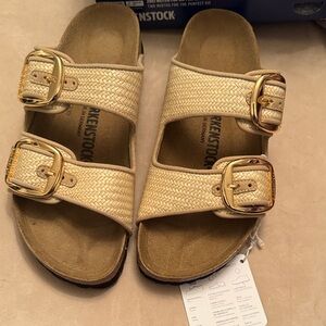 Birkenstock Arizona big buckle Raffia